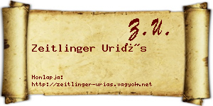 Zeitlinger Uriás névjegykártya
